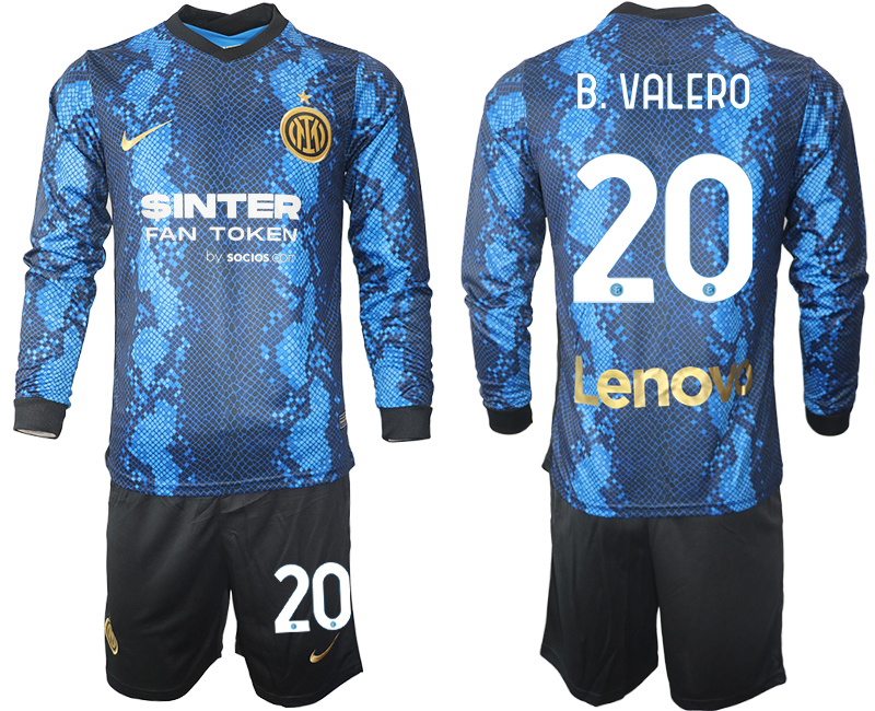 Men 2021-2022 Club Inter Milan home blue Long Sleeve #20 Soccer Jersey